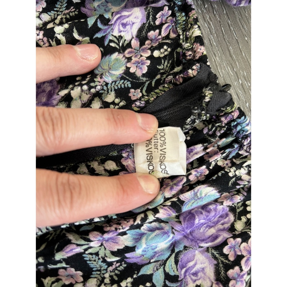 Vintage 70s Purple Floral Patchwork Maxi Dress Size S - Picture 7 of 11